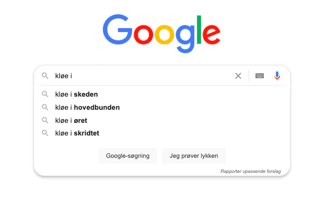 Foreslag fra Google Autosurggest
